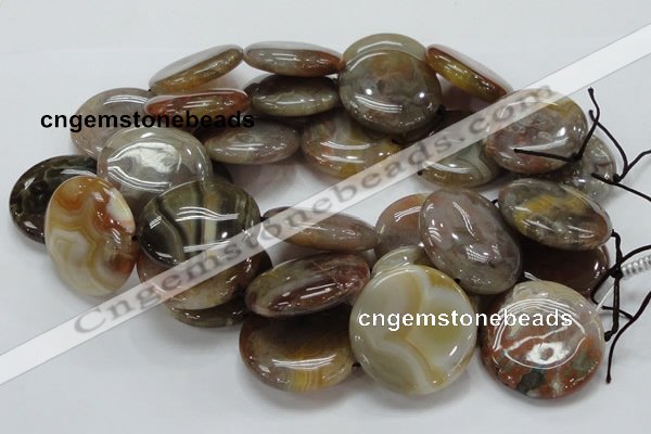 CAG781 15.5 inches 40mm flat round yellow agate gemstone beads