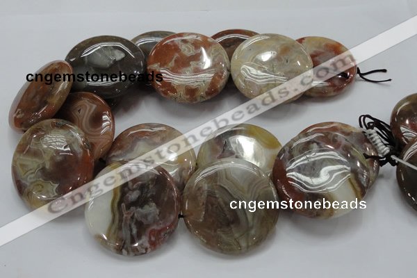 CAG782 15.5 inches 50mm flat round yellow agate gemstone beads