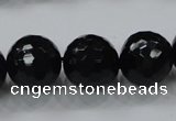 CAG7852 15.5 inches 16mm faceted round black agate beads wholesale