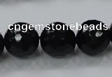 CAG7853 15.5 inches 20mm faceted round black agate beads wholesale