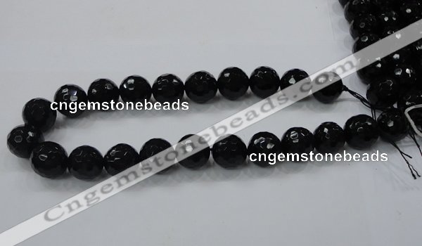 CAG7853 15.5 inches 20mm faceted round black agate beads wholesale
