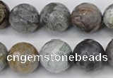 CAG7872 15.5 inches 18mm faceted round silver needle agate beads