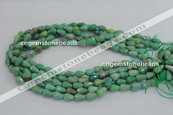 CAG7875 15.5 inches 6*10mm faceted teardrop grass agate beads