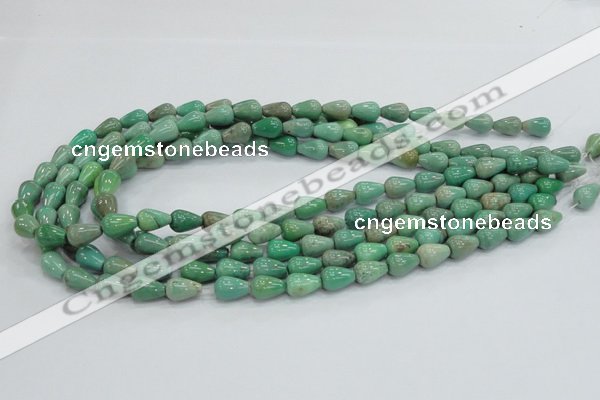 CAG7894 15.5 inches 6*10mm teardrop grass agate beads wholesale