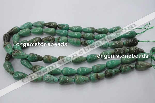 CAG7898 15.5 inches 12*16mm teardrop grass agate beads wholesale