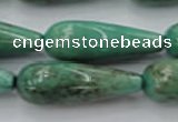 CAG7901 15.5 inches 10*30mm teardrop grass agate beads wholesale