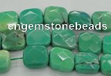 CAG7910 15.5 inches 10*10mm faceted square grass agate beads