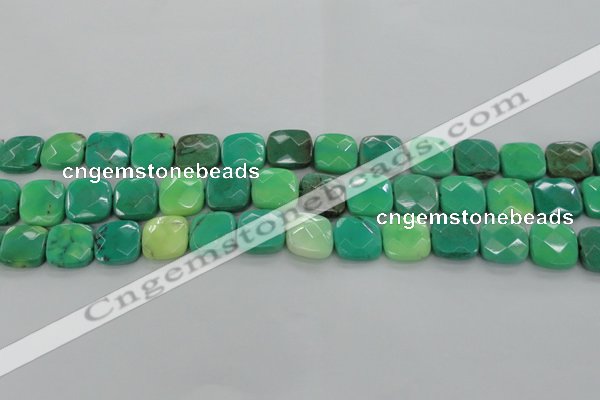 CAG7912 15.5 inches 14*14mm faceted square grass agate beads