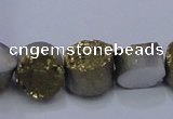 CAG7930 7.5 inches 10mm flat round plated white druzy agate beads