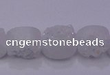 CAG7945 7.5 inches 8*10mm oval plated white druzy agate beads