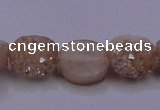 CAG7946 7.5 inches 8*10mm oval plated white druzy agate beads