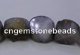 CAG7947 7.5 inches 8*10mm oval plated white druzy agate beads