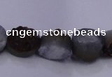 CAG7948 7.5 inches 8*10mm oval plated white druzy agate beads