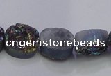 CAG7950 7.5 inches 8*10mm oval plated white druzy agate beads