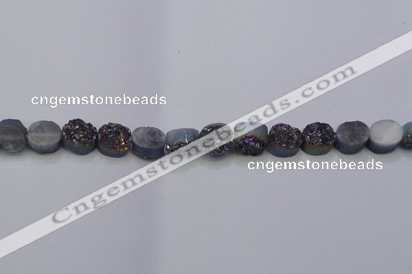 CAG7950 7.5 inches 8*10mm oval plated white druzy agate beads