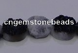CAG7951 7.5 inches 8*10mm oval plated white druzy agate beads