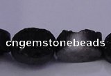 CAG7955 7.5 inches 10*14mm oval plated white druzy agate beads