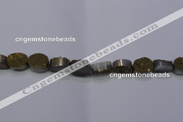 CAG7956 7.5 inches 10*14mm oval plated white druzy agate beads
