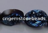 CAG7958 7.5 inches 12*16mm oval plated white druzy agate beads