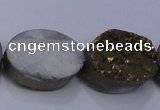 CAG7960 7.5 inches 13*18mm oval plated white druzy agate beads