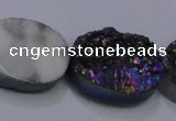 CAG7964 7.5 inches 15*20mm oval plated white druzy agate beads