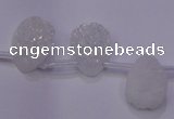 CAG7970 Top drilled 13*18mm flat teardrop plated white druzy agate beads