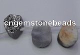 CAG7972 Top drilled 13*18mm flat teardrop plated white druzy agate beads