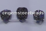 CAG7974 Top drilled 13*18mm flat teardrop plated white druzy agate beads