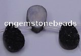 CAG7976 Top drilled 13*18mm flat teardrop plated white druzy agate beads