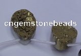 CAG7980 Top drilled 18*25mm flat teardrop plated white druzy agate beads