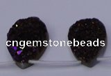 CAG7986 Top drilled 22*30mm flat teardrop plated white druzy agate beads