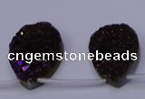 CAG7986 Top drilled 22*30mm flat teardrop plated white druzy agate beads