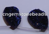 CAG7987 Top drilled 22*30mm flat teardrop plated white druzy agate beads