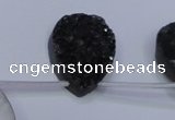 CAG7988 Top drilled 22*30mm flat teardrop plated white druzy agate beads