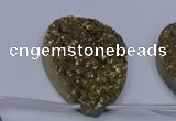 CAG7990 Top drilled 30*40mm flat teardrop plated white druzy agate beads