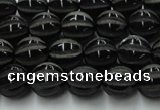 CAG8000 15.5 inches 8mm carved round black agate beads