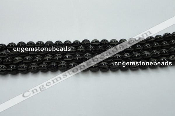 CAG8000 15.5 inches 8mm carved round black agate beads