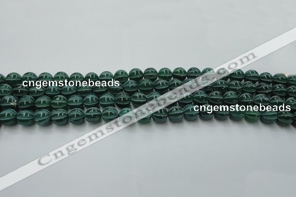 CAG8005 15.5 inches 8mm carved round green agate beads