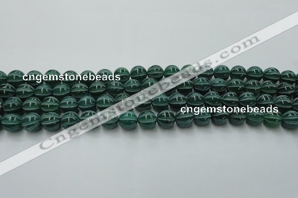 CAG8006 15.5 inches 10mm carved round green agate beads