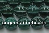 CAG8007 15.5 inches 12mm carved round green agate beads