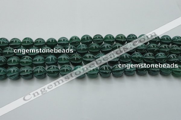 CAG8007 15.5 inches 12mm carved round green agate beads