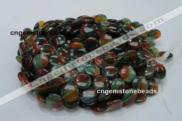 CAG802 15.5 inches 20mm flat round rainbow agate gemstone beads