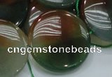 CAG803 15.5 inches 30mm flat round rainbow agate gemstone beads