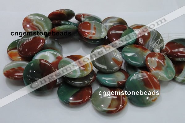 CAG807 15.5 inches 40mm flat round rainbow agate gemstone beads