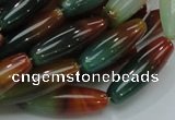 CAG810 15.5 inches 10*30mm rice rainbow agate gemstone beads