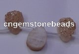 CAG8101 Top drilled 10*14mm teardrop champagne plated druzy agate beads