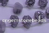 CAG8102 Top drilled 10*14mm teardrop silver plated druzy agate beads