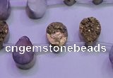 CAG8103 Top drilled 10*14mm teardrop glod plated druzy agate beads