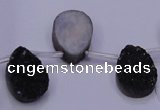 CAG8107 Top drilled 10*14mm teardrop black plated druzy agate beads