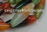 CAG811 15.5 inches 12*40mm rice rainbow agate gemstone beads